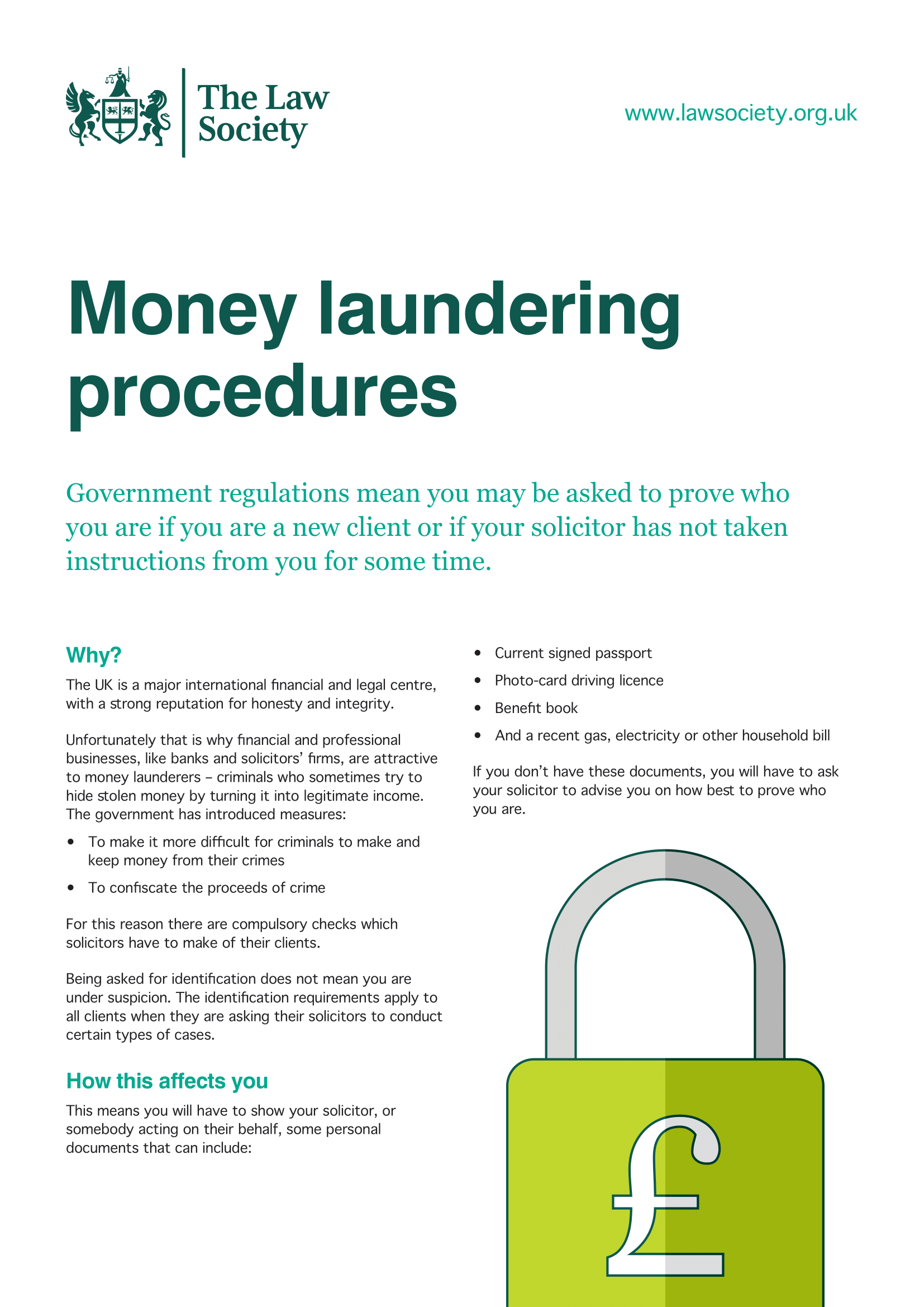 Law Society Anti Money Laundering Leaflet