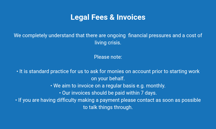 WTW Solicitors - Legal Fees & Invoices - how we invoice